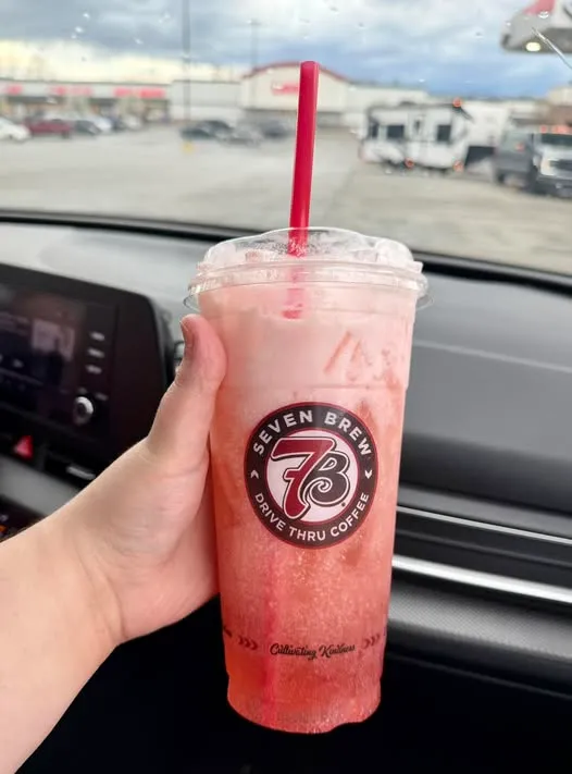 7 Brew Rebel Energy drink with layered syrups and sweet cream foam