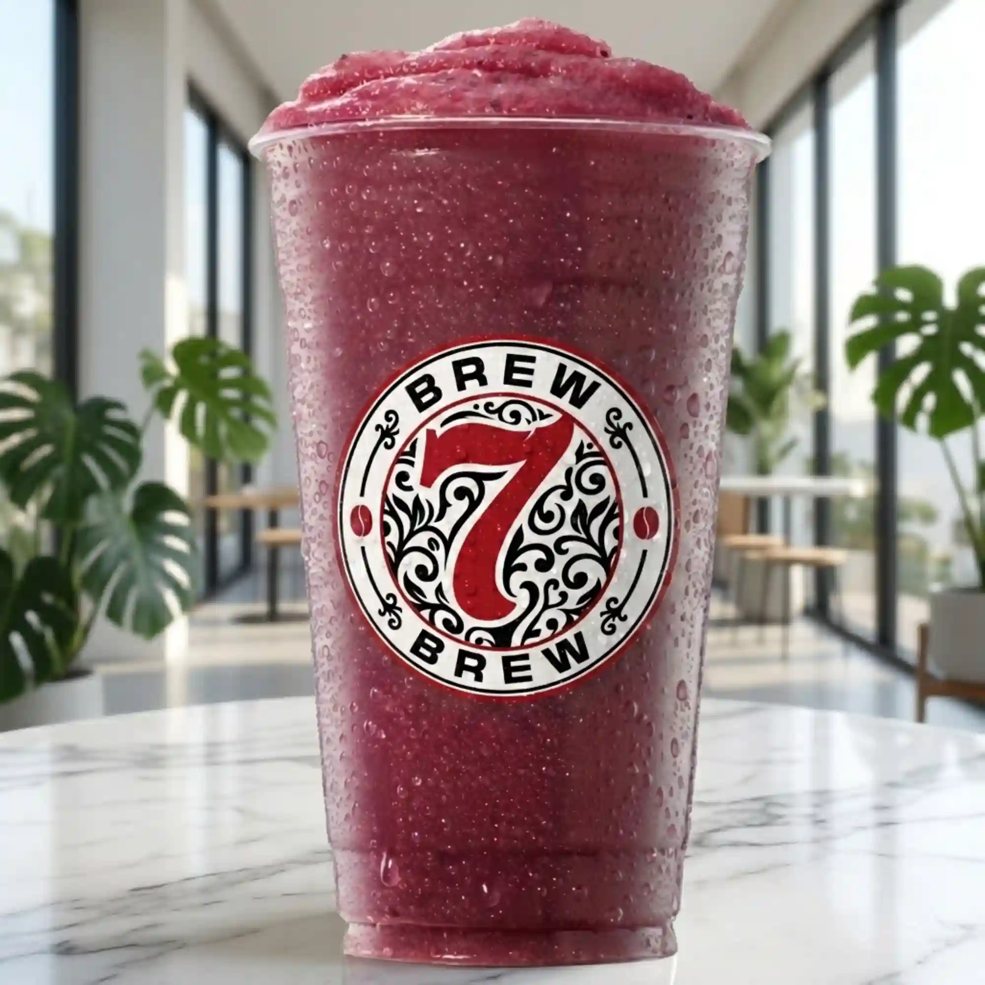 7 Brew White Chocolate Blue Pom Smoothie